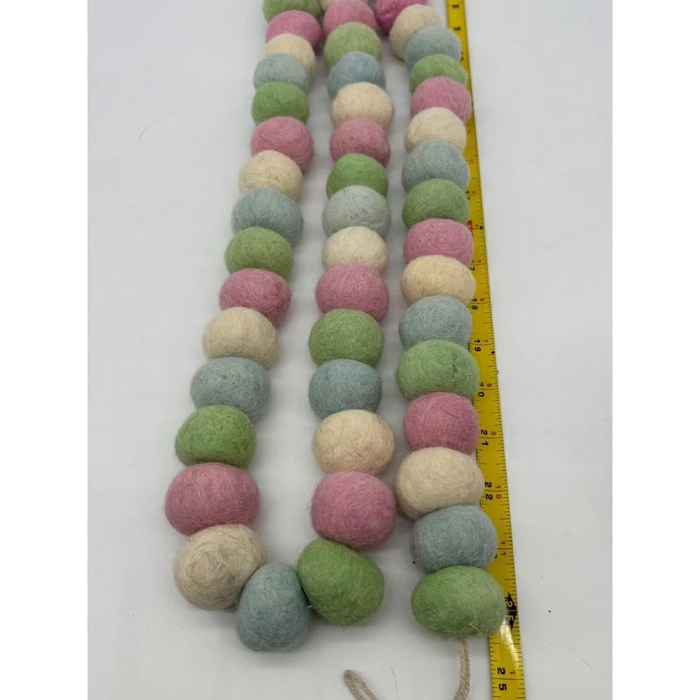Felted Wool Ball Garland Pastel Easter Christmas B-day 1